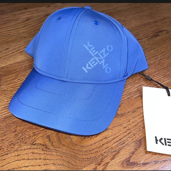 KENZO Cross Logo Print Baseball Cap Blue 5AC221 F21 70 NWT - Picture 2 of 10